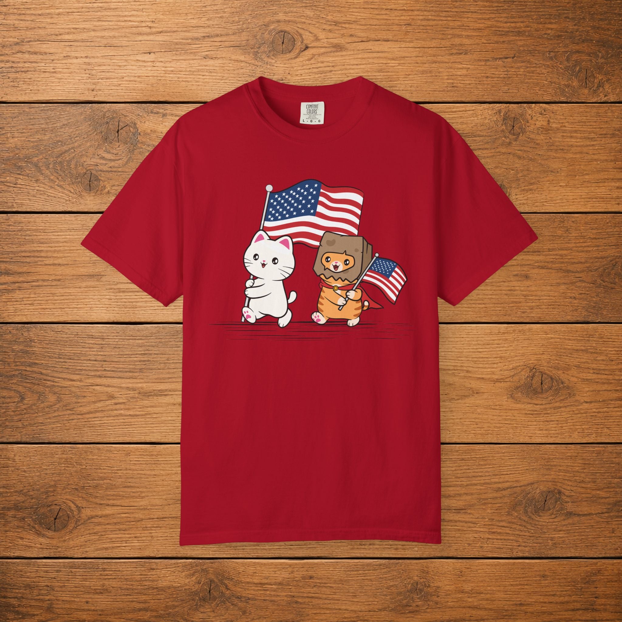 Cats Holding USA Flag T-shirt